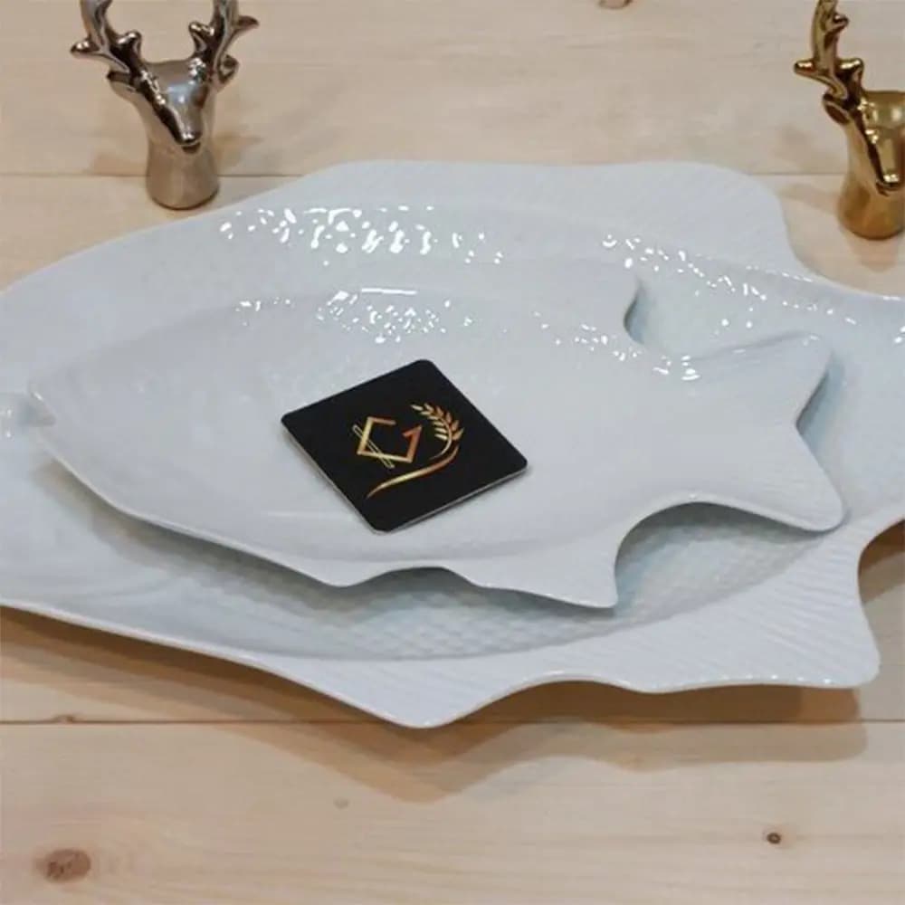 ظرف ماهی رنگ سفید جنس چینی سایز کوچک