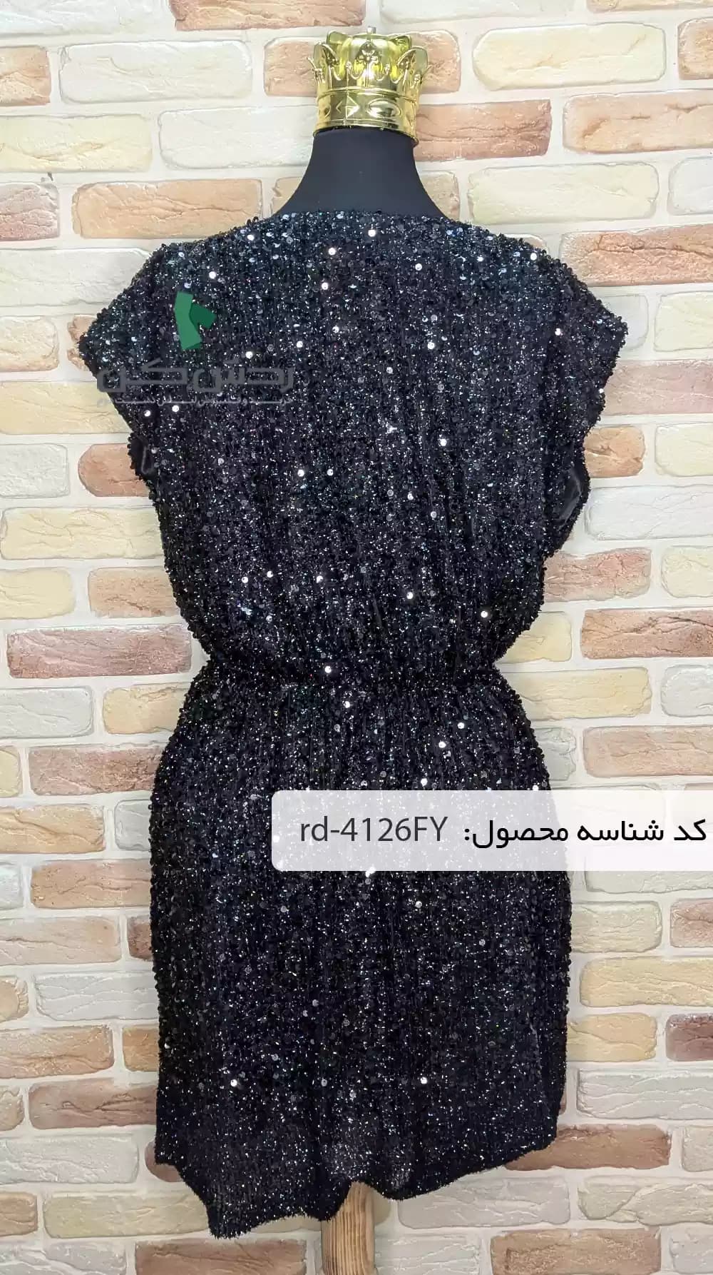 لباس مجلسی مشکی پولکی زنانه دست دوم — تصویر ۵