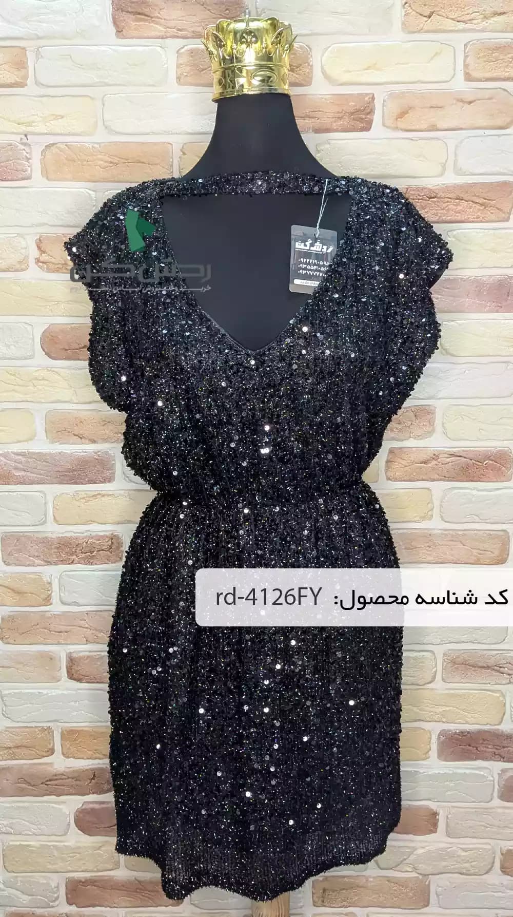لباس مجلسی مشکی پولکی زنانه دست دوم — تصویر ۴