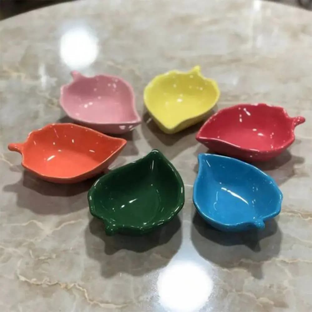 پیاله طرح برگ رنگی 6 عددی