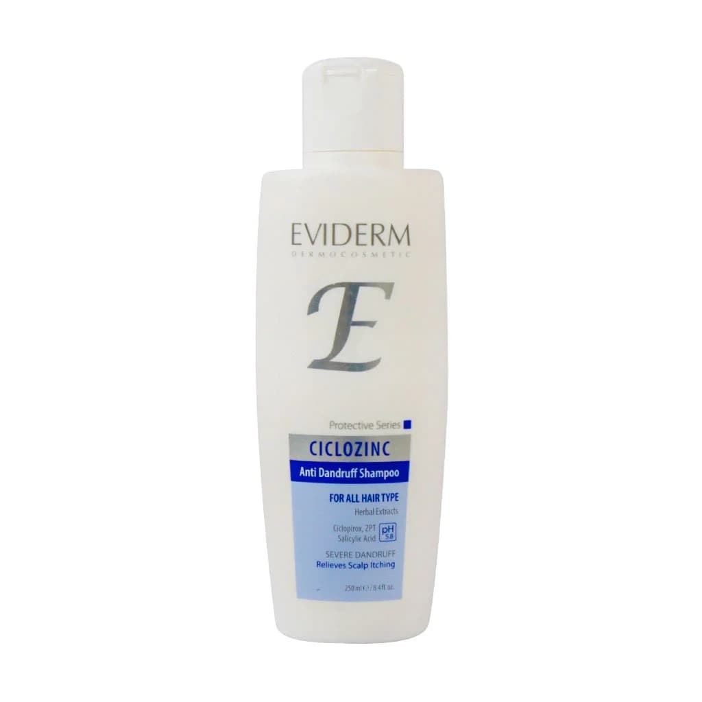 شامپو ضد شوره اویدرم سیکلوزینک مناسب انواع مو حجم 250 میل – Eviderm Ciclozinc Anti Dandruff Shampoo