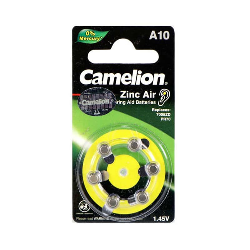 باتری سمعک شماره 10 کملیون camelion-A10 بسته 6 عددی