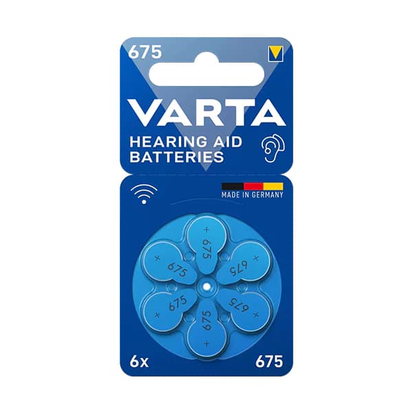 باتری سمعک شماره ۶۷۵ وارتا VARTA بسته ۶ عددی