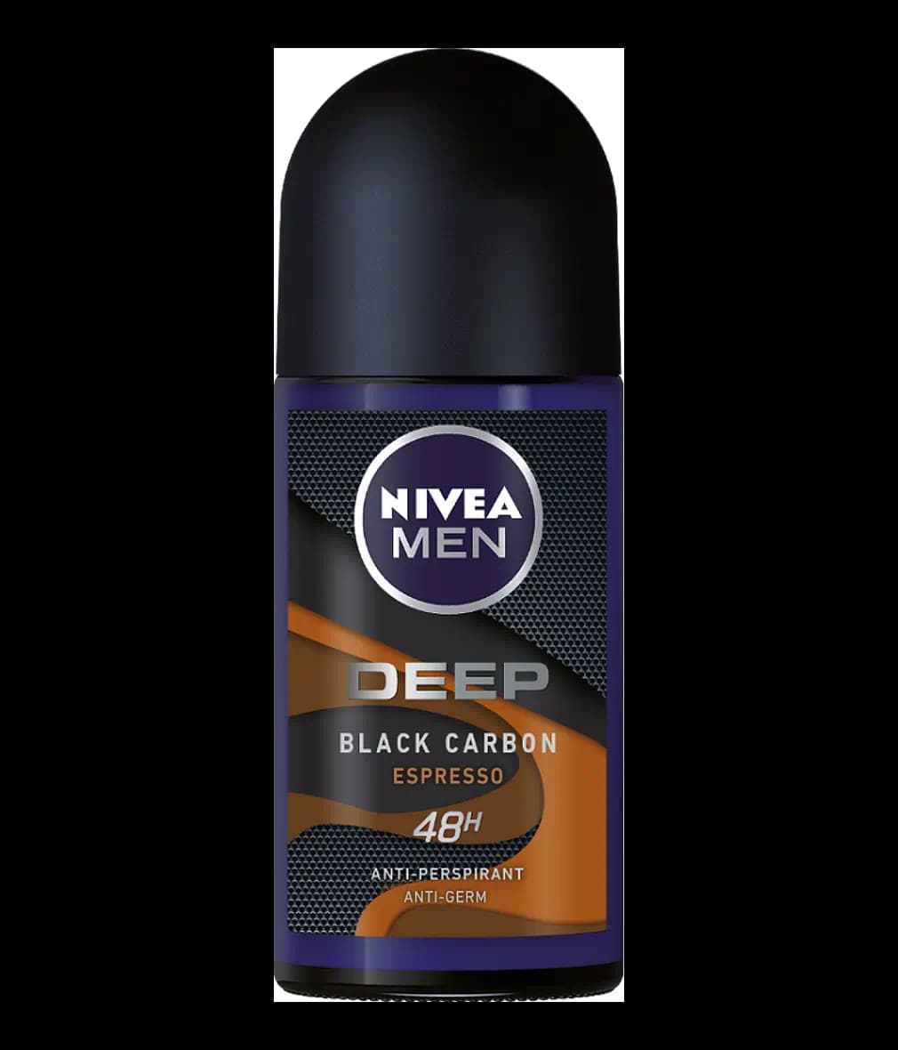مام رول دئودورانت مردانه نیوا دیپ (نارنجی) بلک کاربن اسپرسو حجم 50 میل ا Nivea Men Deep black carbon