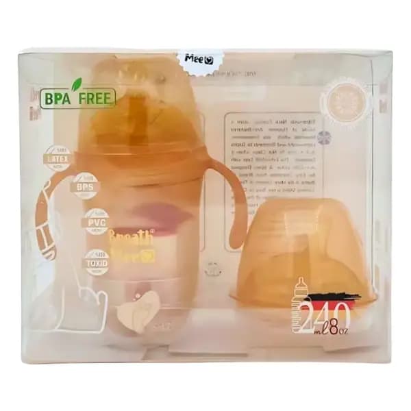 شیشه شیر سیلیکونی برث می مدل BT16 با ظرفیت 240 میلی لیتر همراه ابخوری مخصوص 6-12 ماه — تصویر ۲