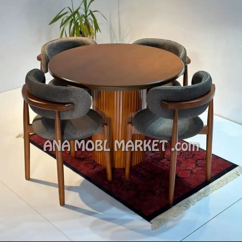 میز ناهارخوری دایره ای ۴ نفره شکلاتی — تصویر ۲