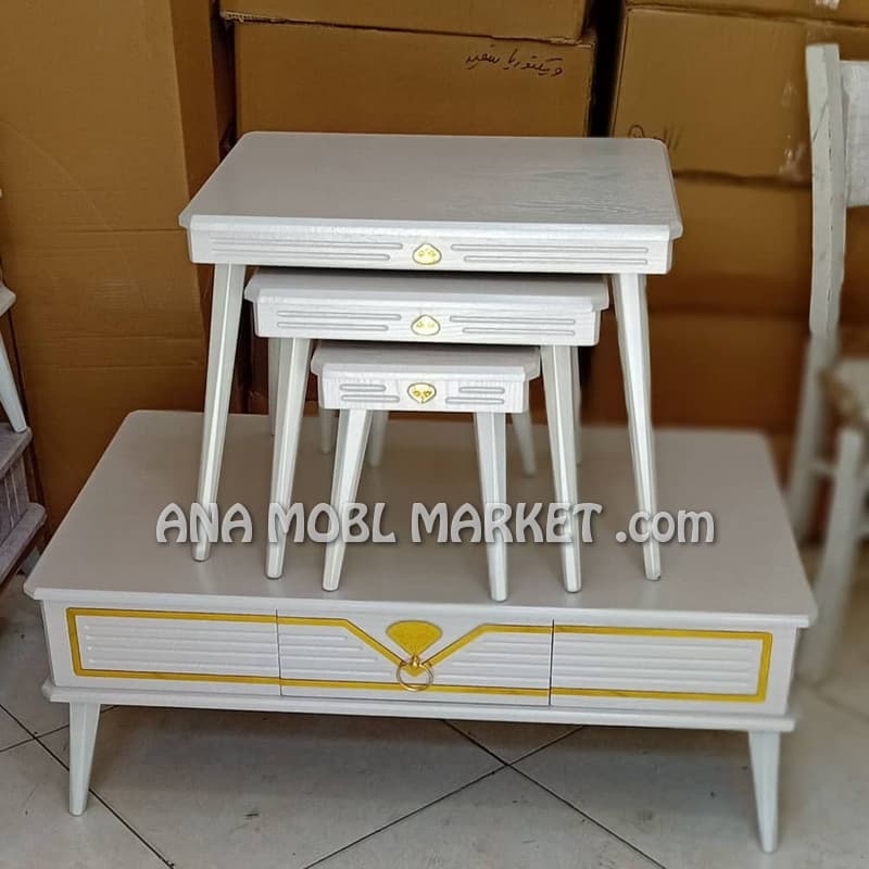 جلو مبلی ام دی اف MDF سفید طلایی