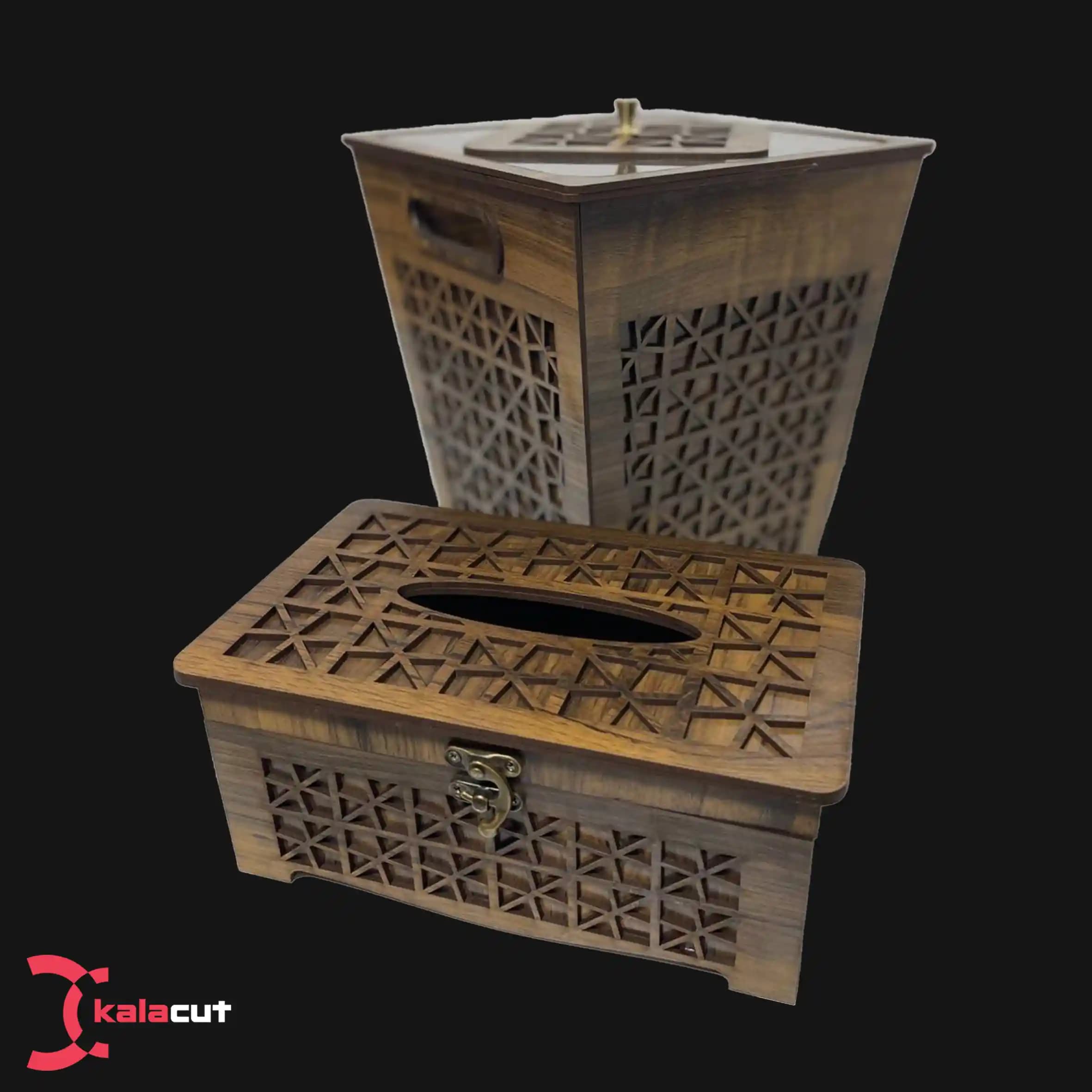 ست سطل زباله و جا دستمال کاغذی قفل دار مدل SJ3 — تصویر ۳