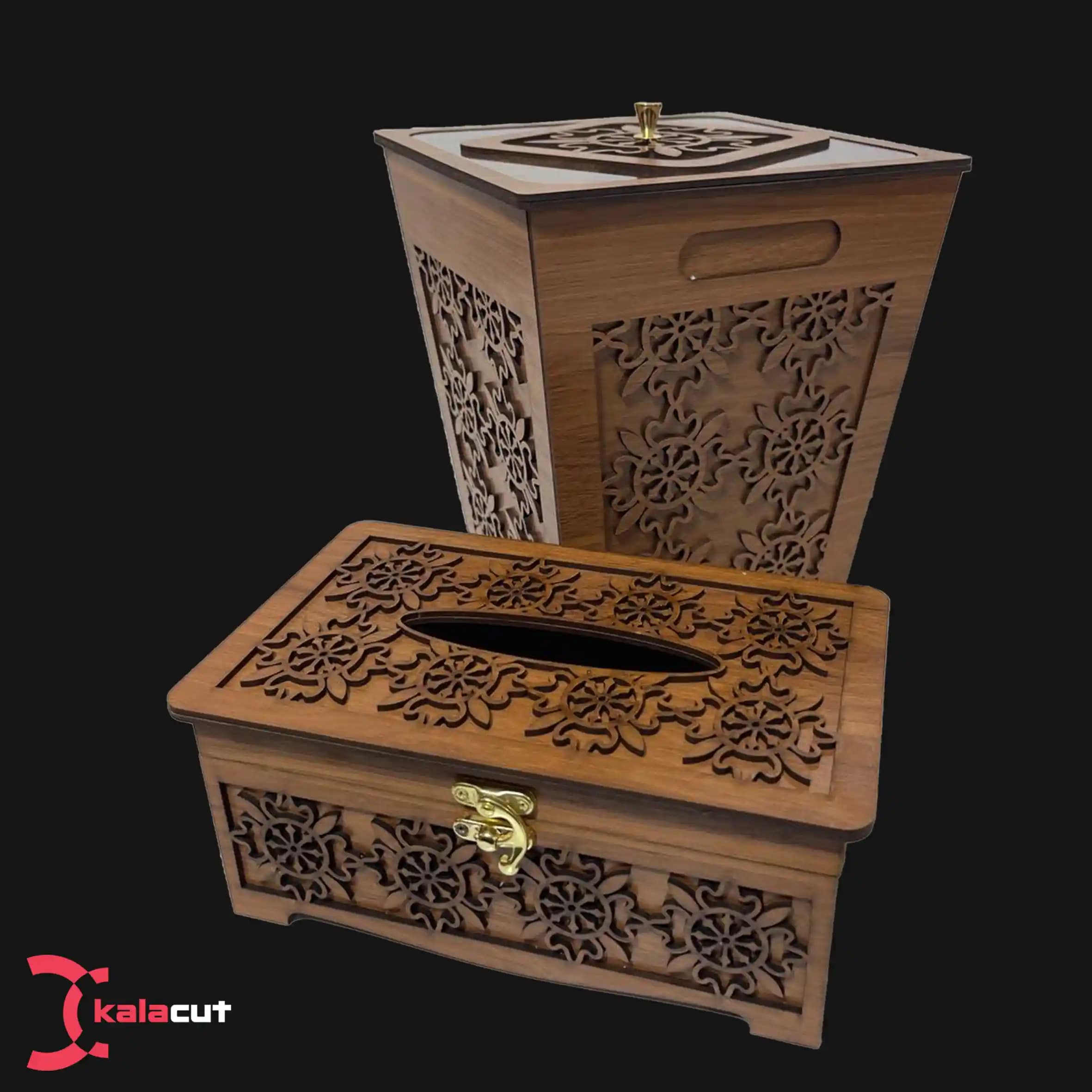 ست سطل زباله و جا دستمال کاغذی قفل دار مدل SJ1 — تصویر ۳