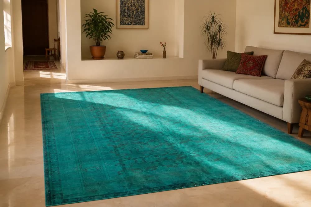 فرش دستباف سلطان آباد آبی مدرن ۶.۵ متری نوبافت — تصویر ۲