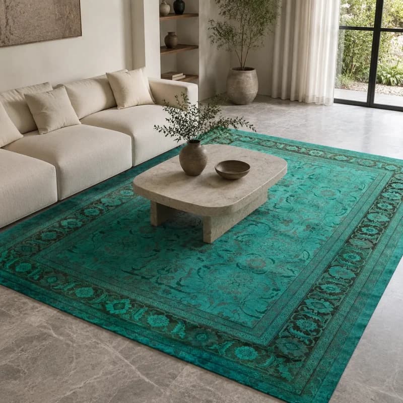 فرش دستباف سلطان آباد وینتیج آبی 9.5 متری — تصویر ۶