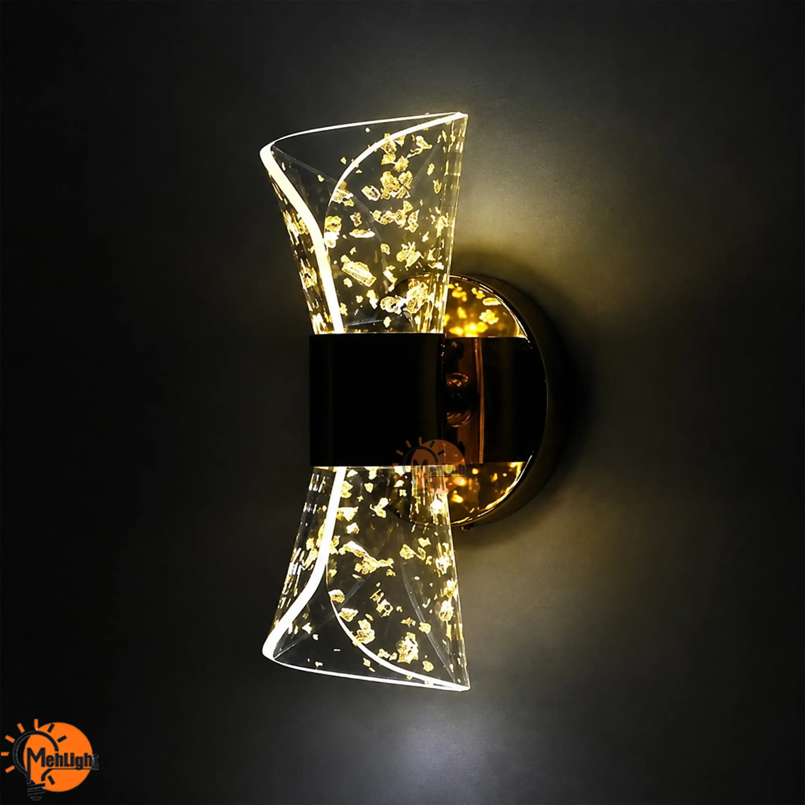 چراغ دیواری سه حالته ساعت شنی طلاکوب کد 96c — تصویر ۲