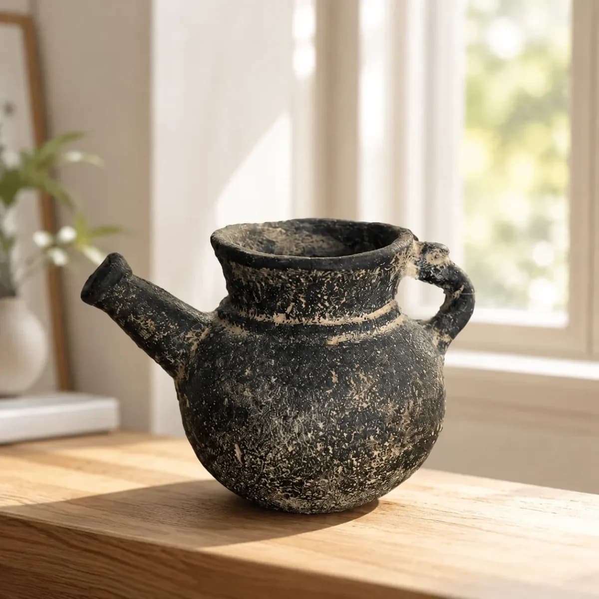 ظرف دکوری سفالی مشکی