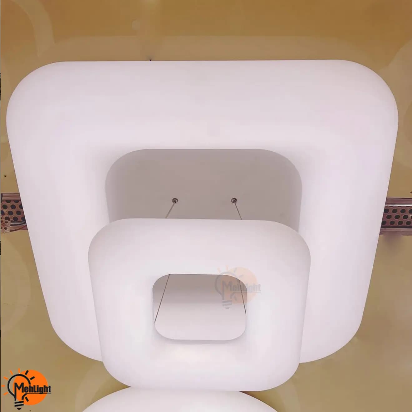 لوستر LED مدل دوناتی مربع 2 طبقه — تصویر ۲