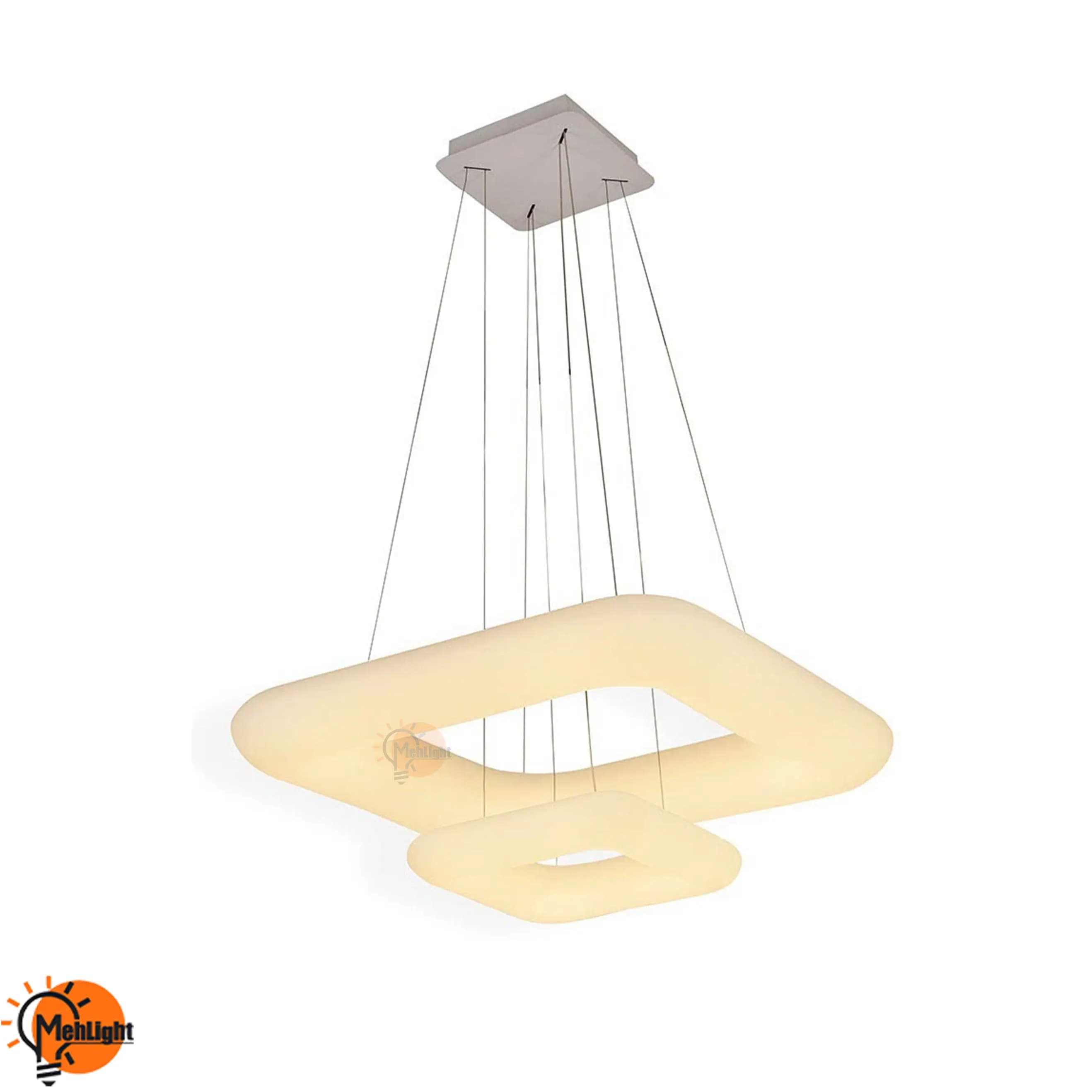 لوستر LED مدل دوناتی مربع 2 طبقه — تصویر ۴