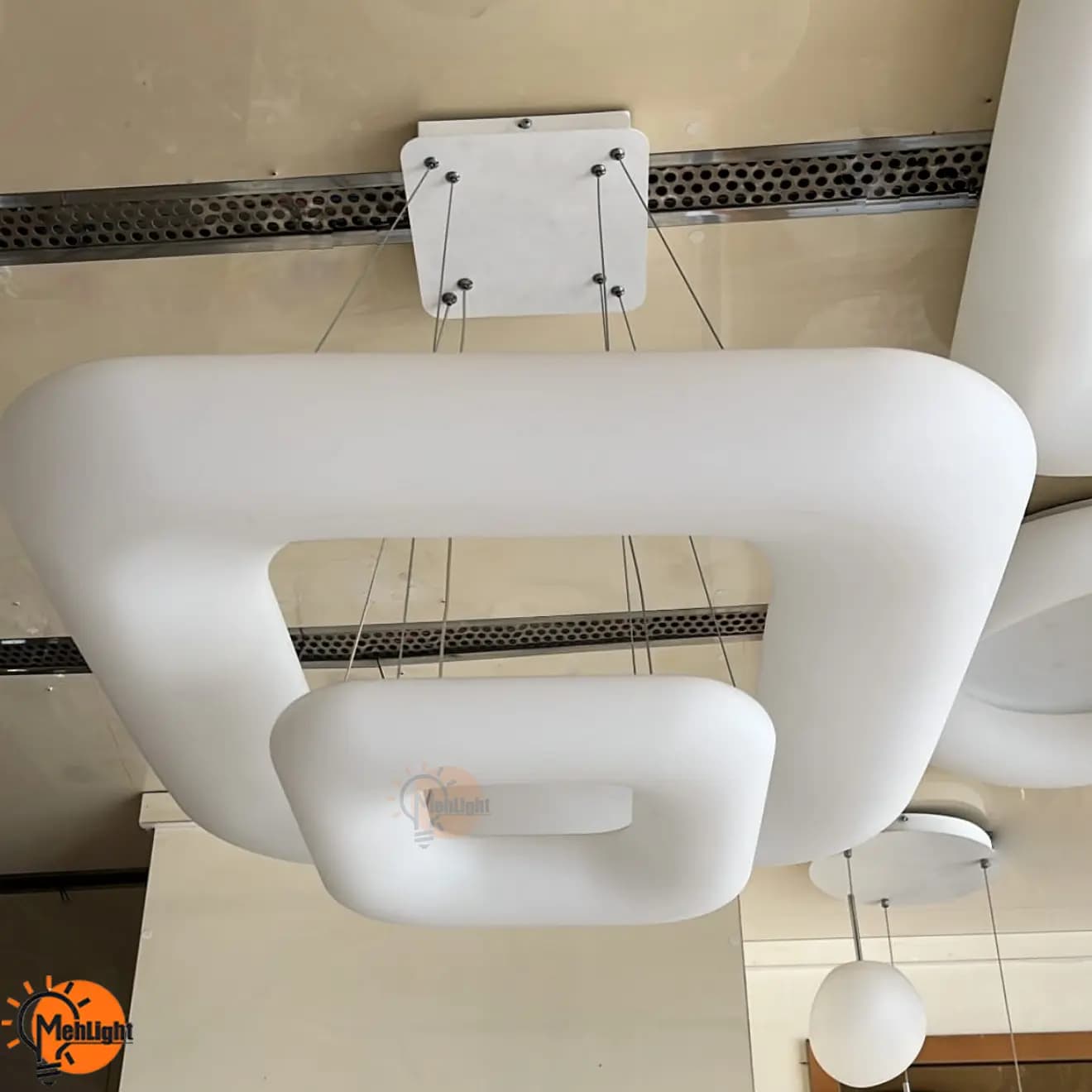 لوستر LED مدل دوناتی مربع 2 طبقه — تصویر ۳