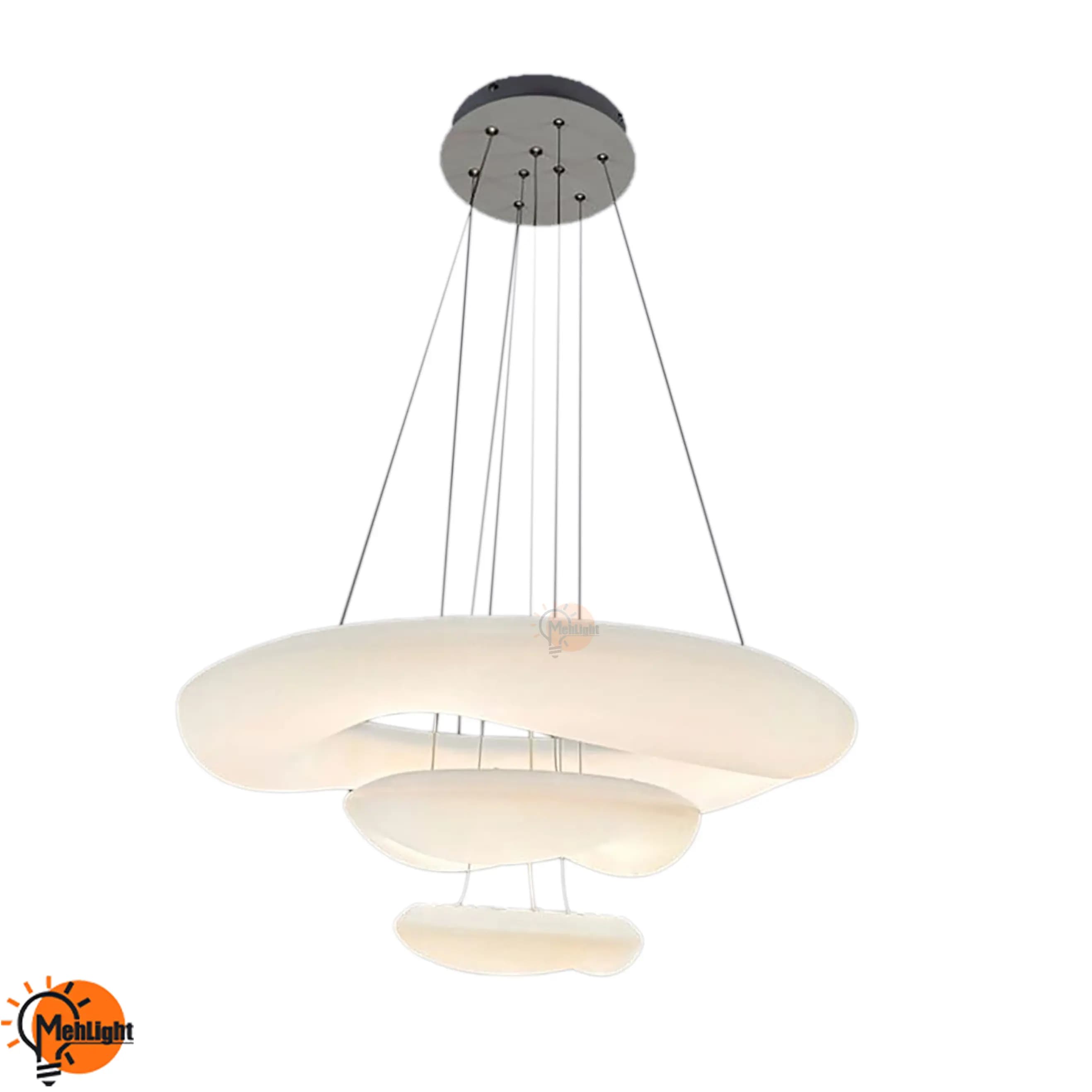 لوستر LED مدل دوناتی سه طبقه کد 539 — تصویر ۴