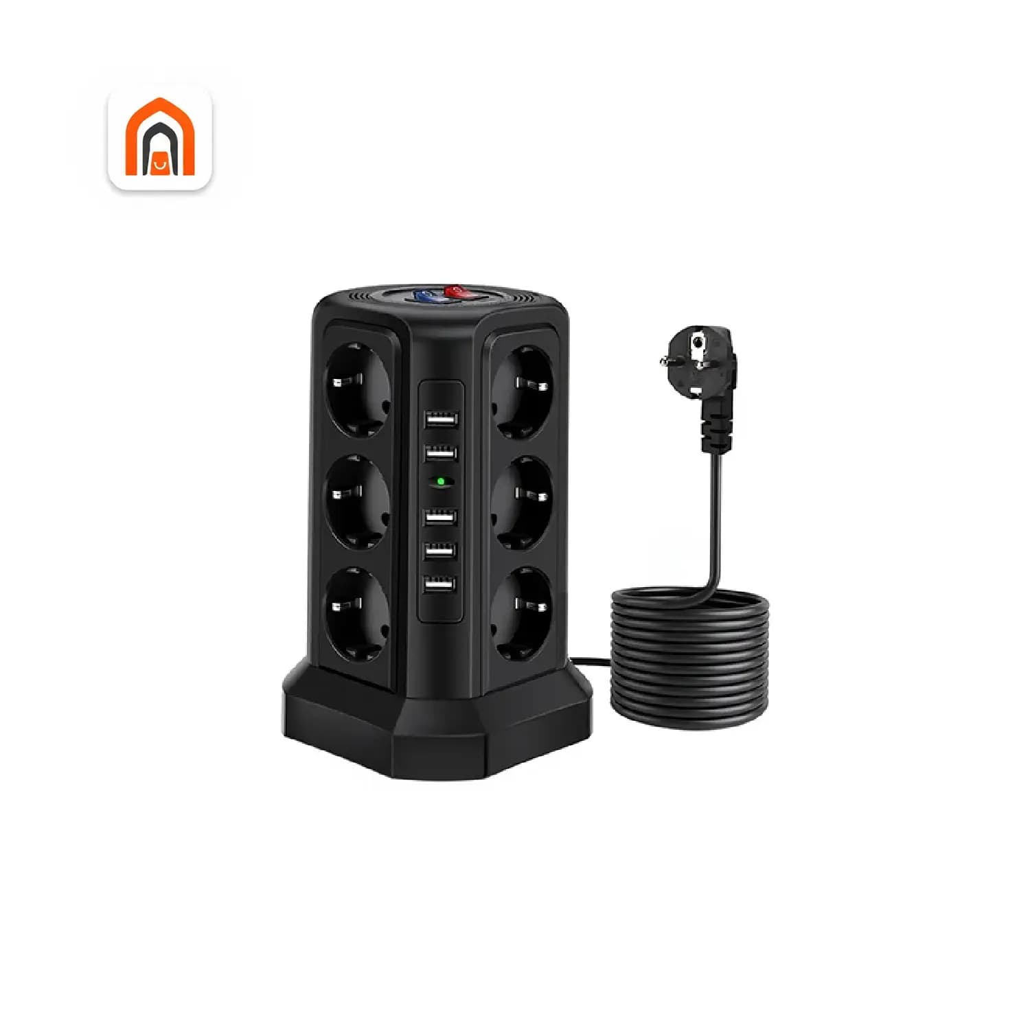 چندراهی برق 12 ستونی مدل XT-G3211 پریز با 5 پورت USB و محافظ اضافهبار