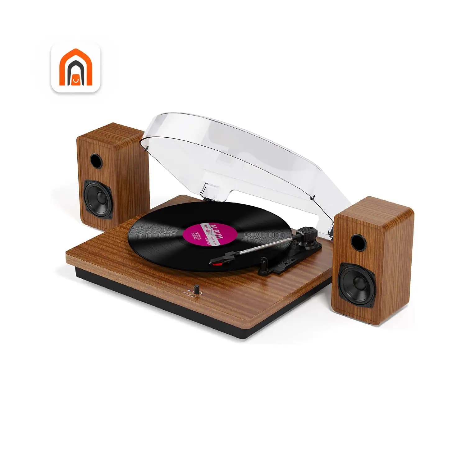 گرامافون بلوتوثی سه‌سرعته مدل M514 با قابلیت اتصال بی‌سیم و بلندگوی استریو — تصویر ۷