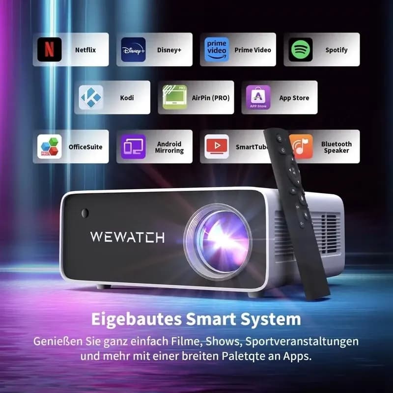 ویدئو پروژکتور برند WEWATCHمدل V51 PRO اندرویدی Full HD 1080p با وای‌فای 5G — تصویر ۸