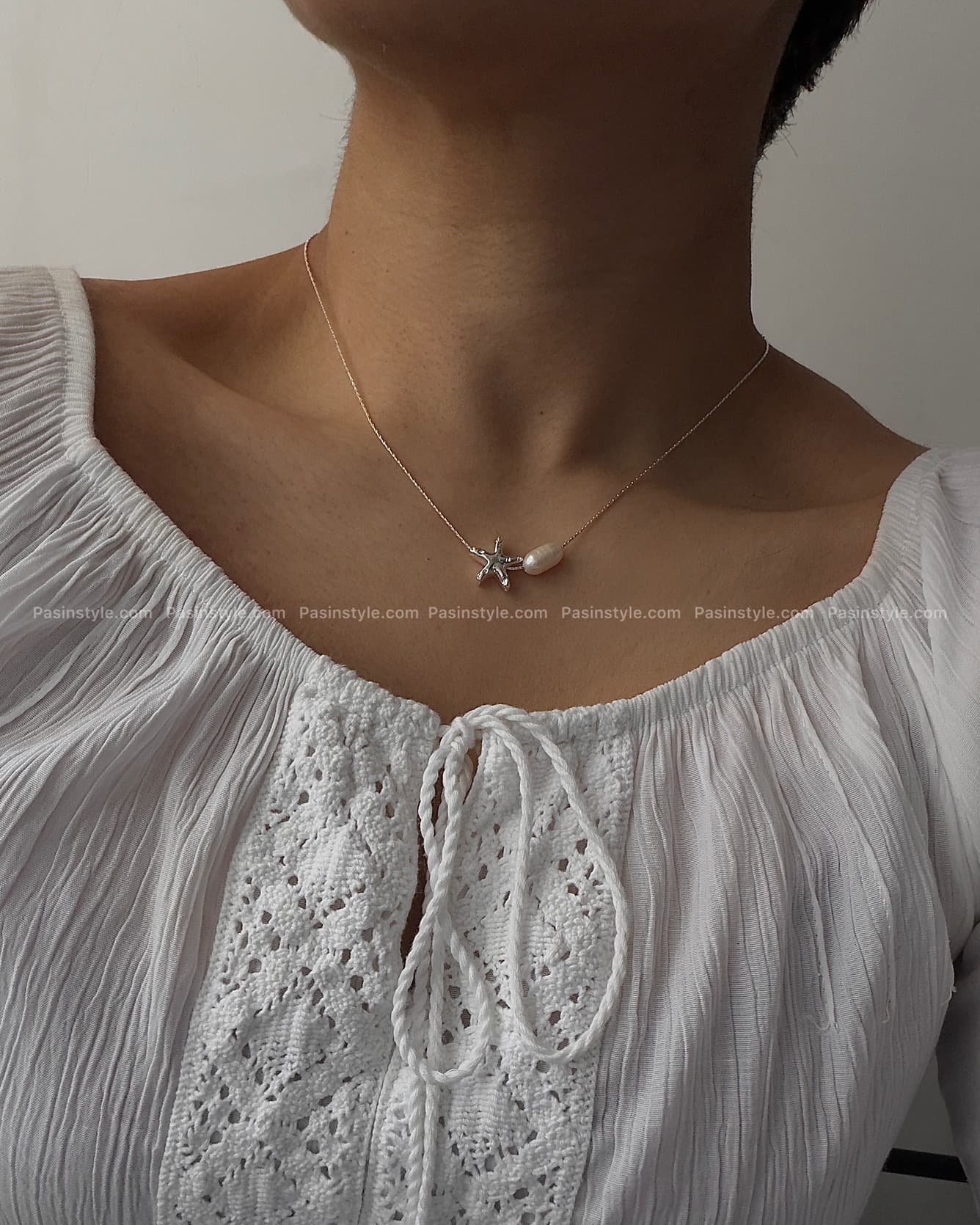گردنبند و دستبند ستاره دریایی و مروارید پرورشی — تصویر ۲