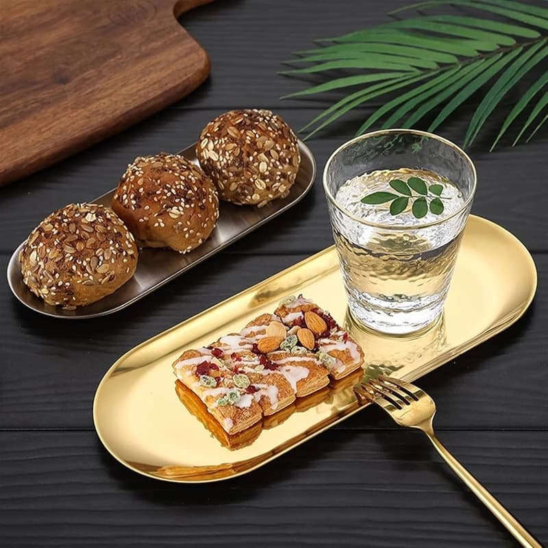 سینی مدل رولت خوری استیل طلایی سه عددی