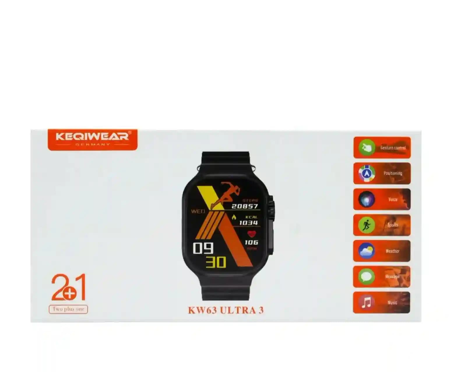 ساعت هوشمند طرح اپل واچ KEQIWEAR مدل KW63 ULTRA3 + دو بند — تصویر ۷