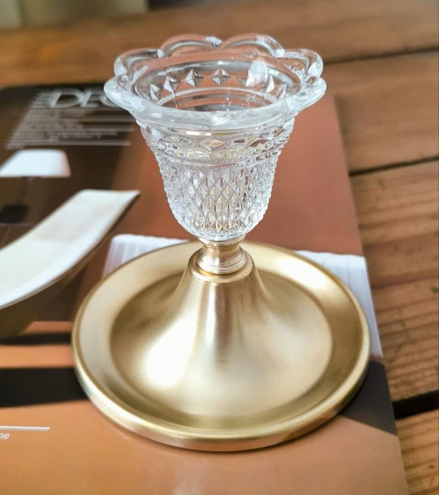 شمعدان کریستال برنج زنگوله — تصویر ۲