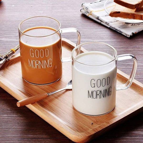 لیوان پیرکس مدل گودمورنینگ GOOD MORNING