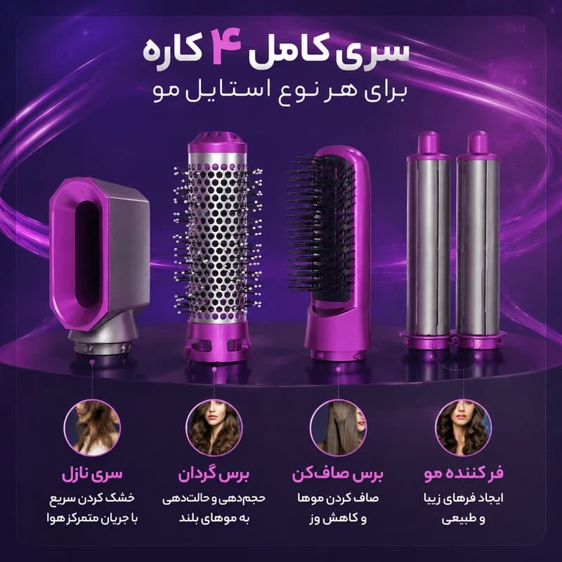 سشوار 5 کاره طرح دایسون حرفه ای یابیمکس کد YABYMAX (YA-1291) — تصویر ۸