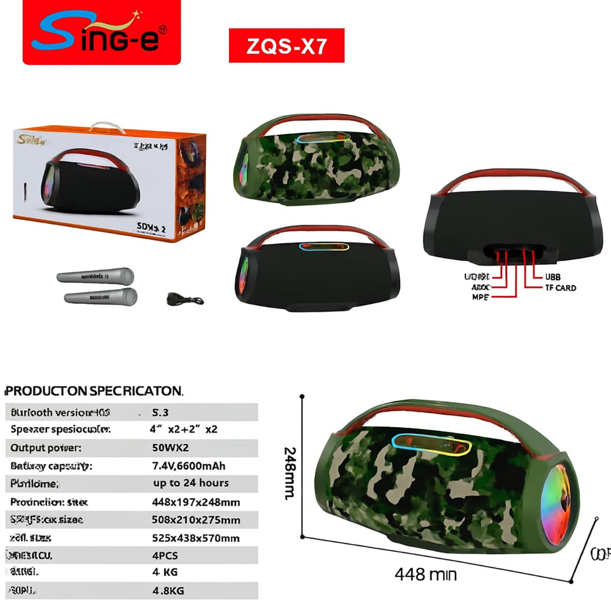 اسپیکر قابل حمل وایرلس مدل ZQS-X7 — تصویر ۹