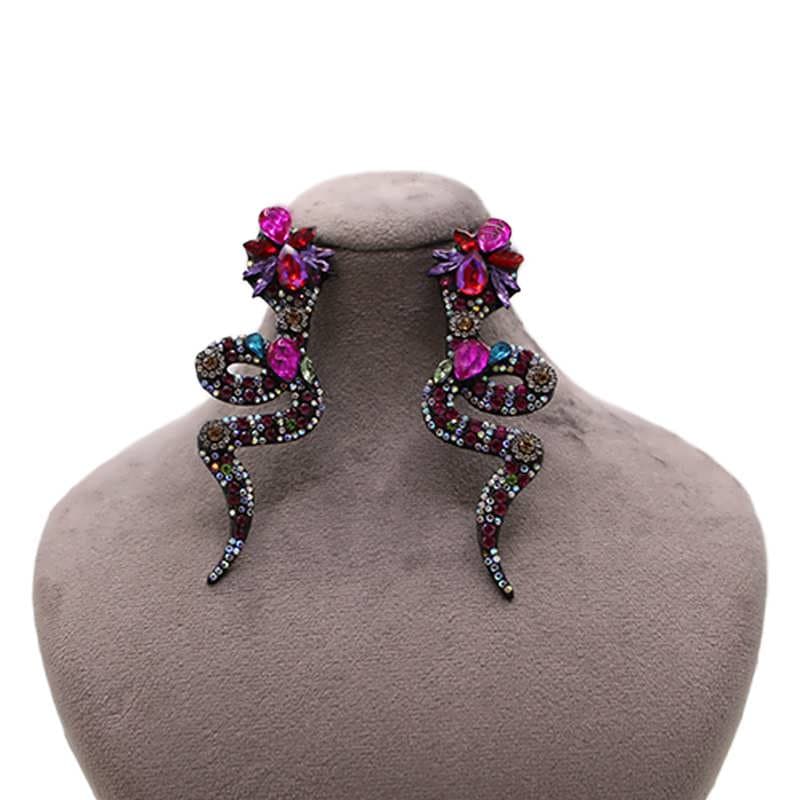 گوشواره طرح مار نگین دار
