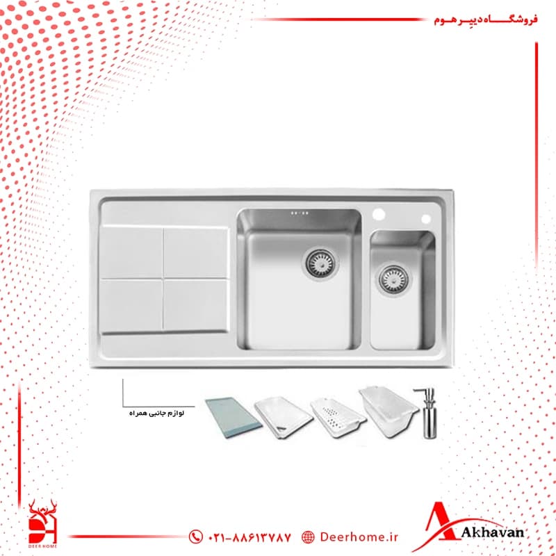 سینک ظرفشویی توکار اخوان مدل 306 — تصویر ۳