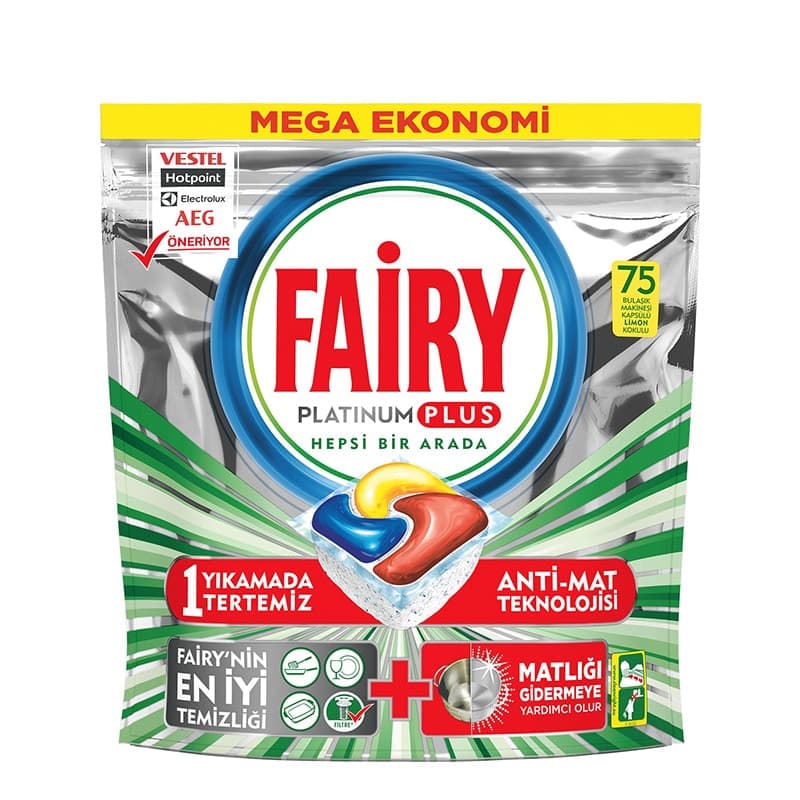 قرص ماشین ظرفشویی فیری مدل پلاتنیوم پلاس Platinum Plus بسته 75عددی — تصویر ۵
