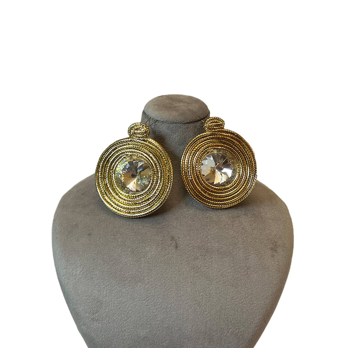 گوشواره پارچه ای گرد طلایی