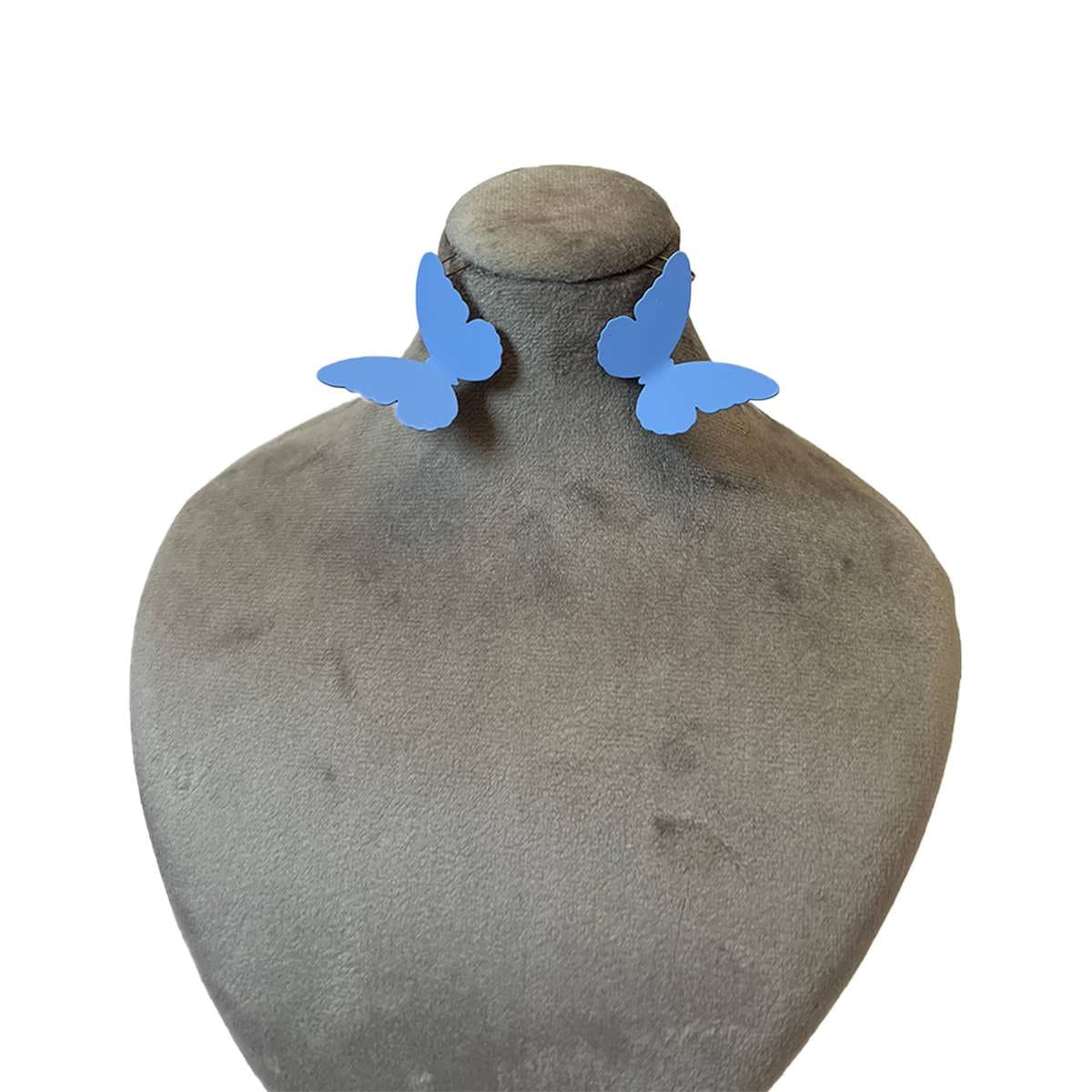 گوشواره پروانه آبی مات