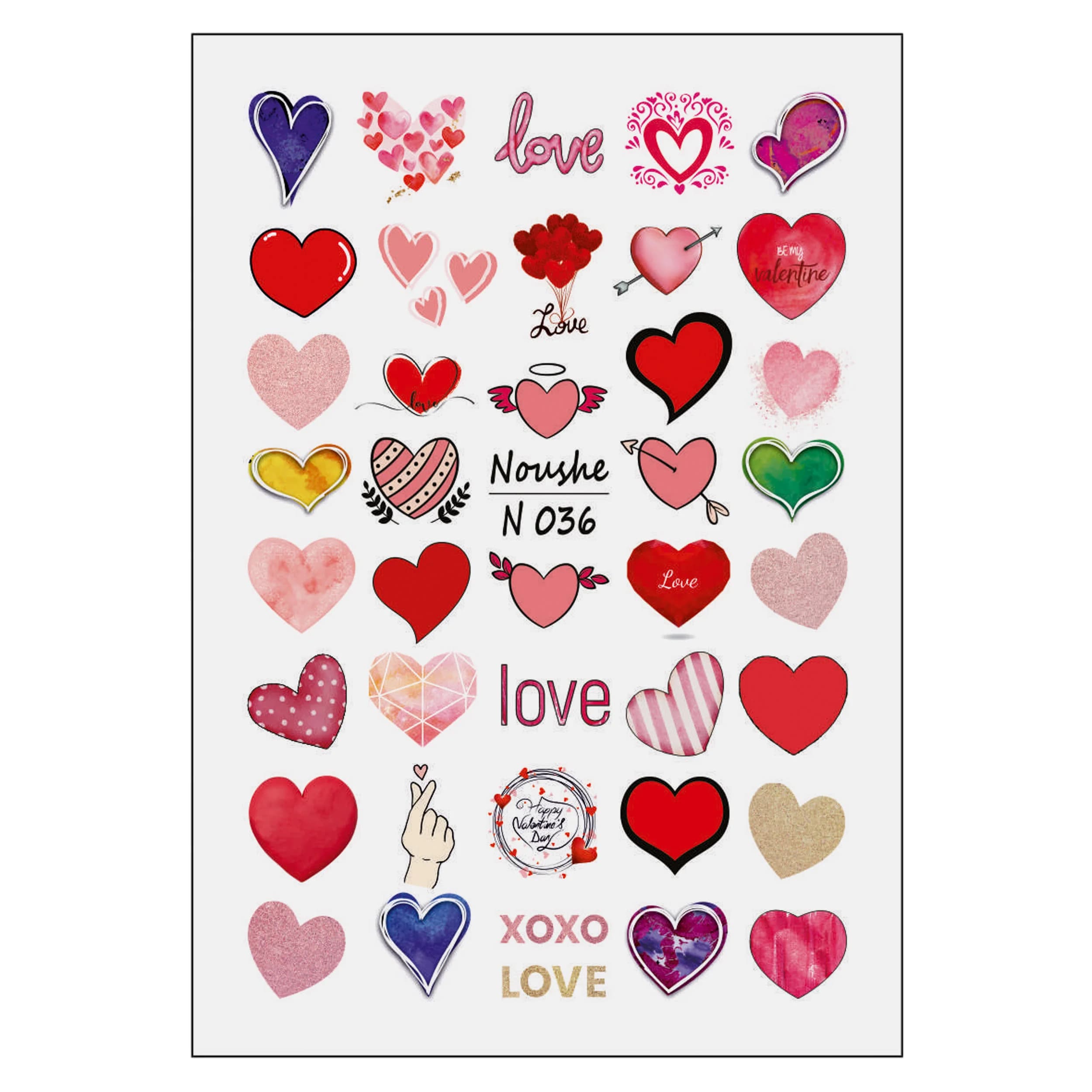لنز ناخن قلب رنگی و نوشته Love کد N036 — تصویر ۲