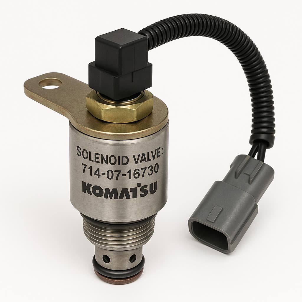 شیر برقی یا سلونوئید ولو (SOLENOID VALVE) لودر کوماتسو/ شماره فنی: 16730-07-714 — تصویر ۲