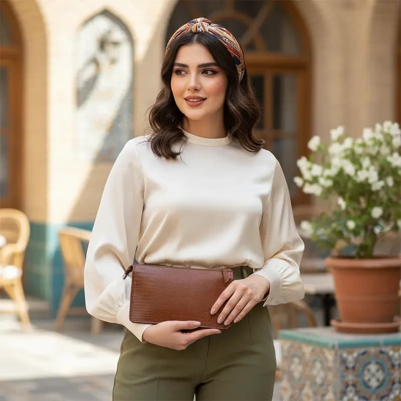 کیف دوشی چرم زنانه مدل میلانا — تصویر ۲