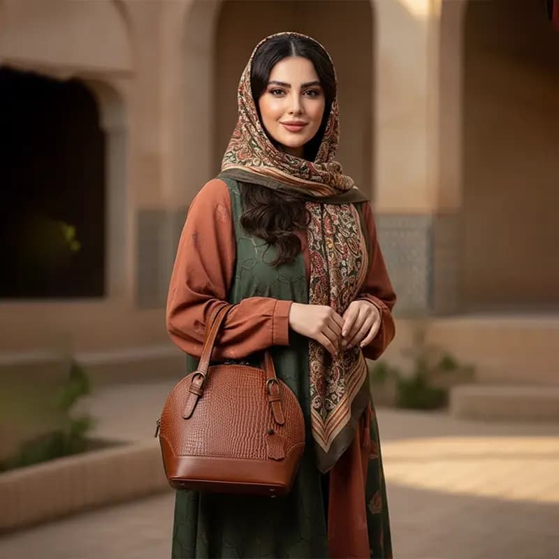 کیف مجلسی چرم زنانه مدل لی چرم کروکودیل — تصویر ۲