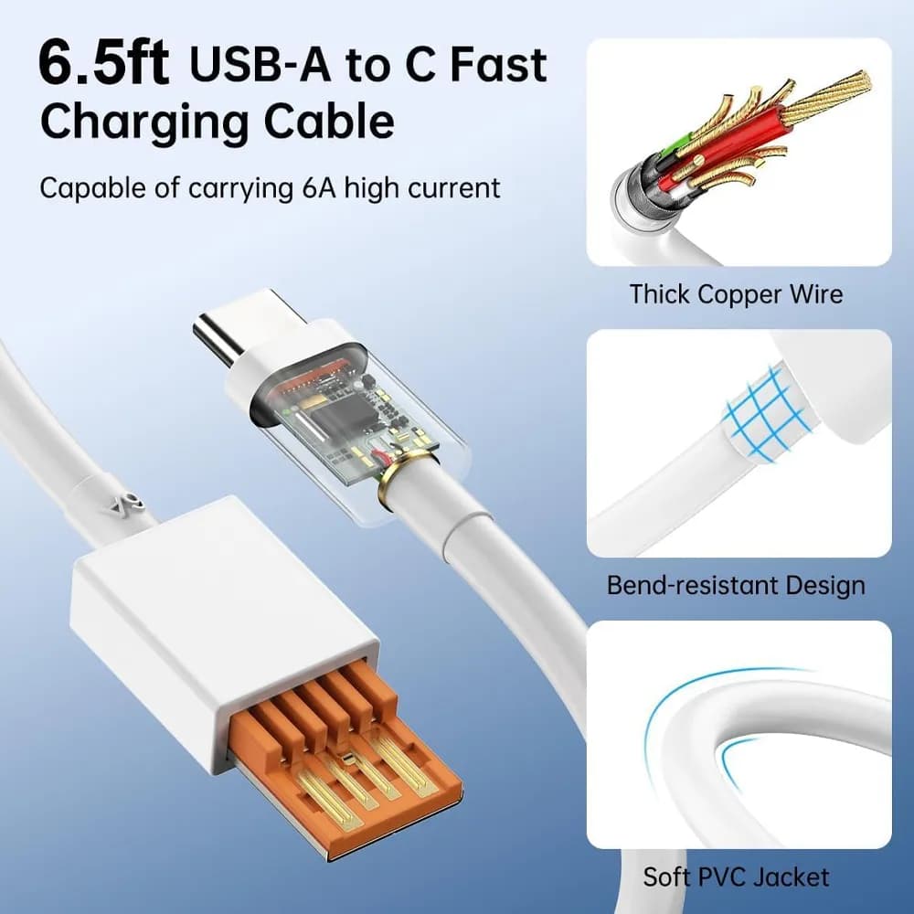 کابل شارژ اصلی 6 آمپر تایپ سی شیائومی 67W و 120W — تصویر ۶