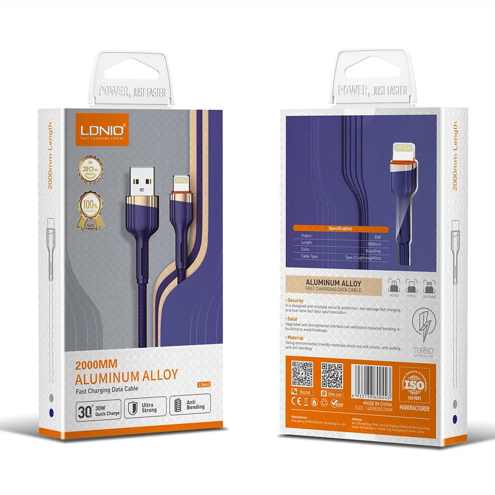 کابل شارژ لایتنینگ الدینیو مدل LDNIO LS641 — تصویر ۱۰
