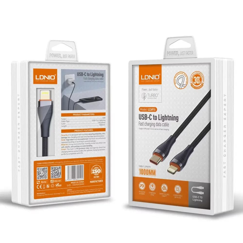 کابل تایپ سی به لایتنینگ الدینیو مدل LDNIO LC691i — تصویر ۱۲