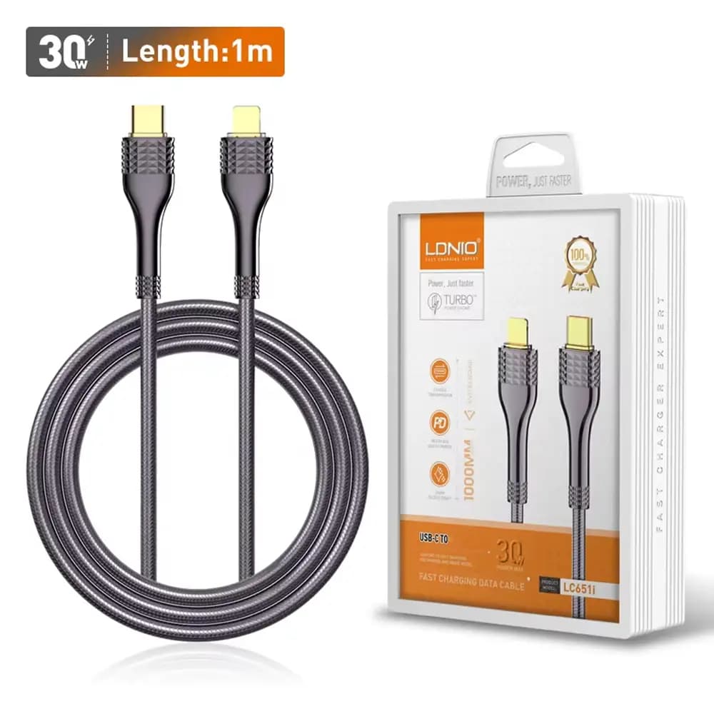کابل تایپ سی به لایتنینگ الدینیو مدل LDNIO LC651i — تصویر ۲