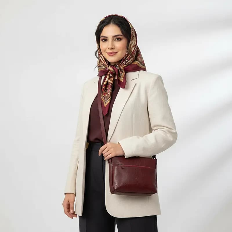 کیف دوشی چرم زنانه مدل رویال طرح فلوتر — تصویر ۲