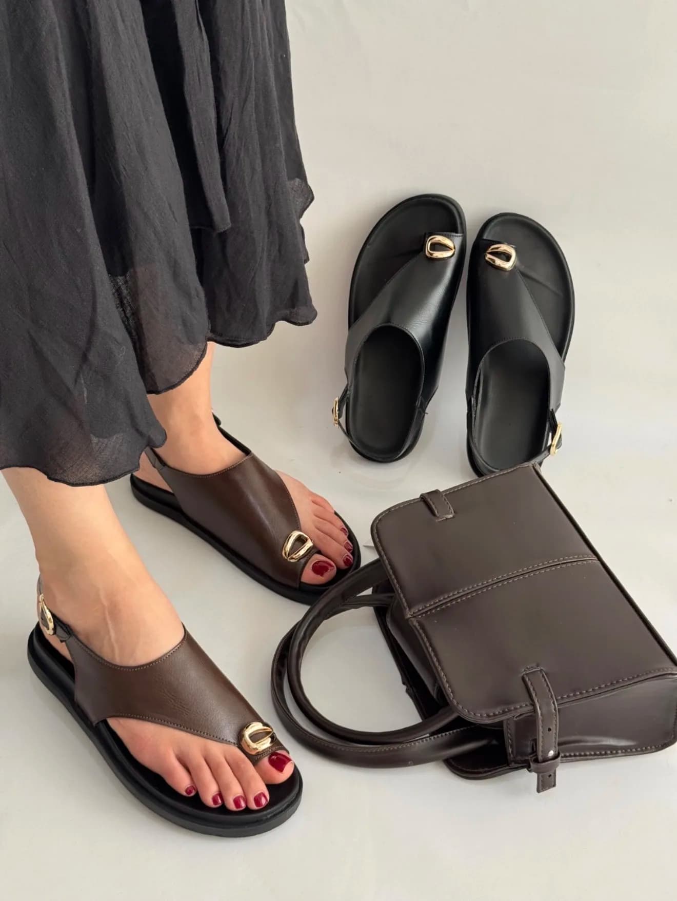 صندل انگشتی زارا (قهوه ای،مشکی) — تصویر ۶