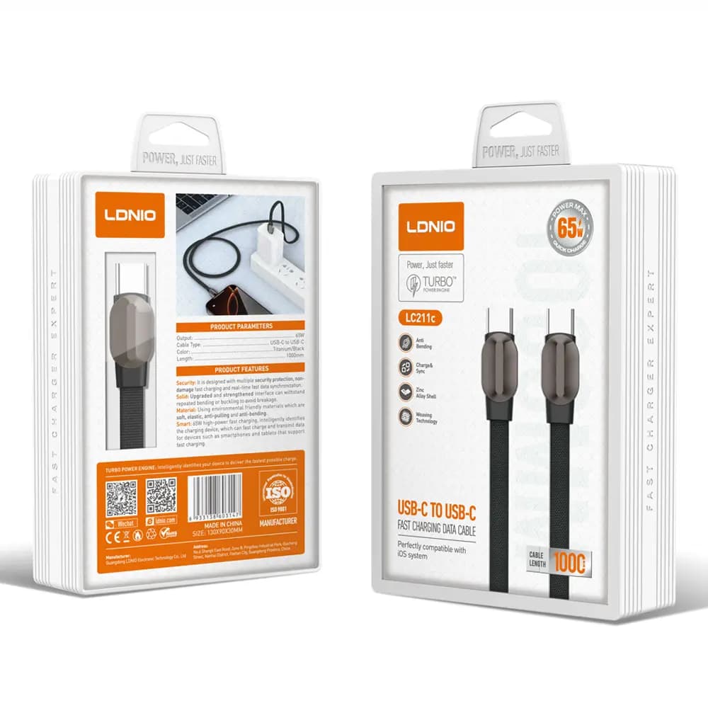 کابل تایپ سی به تایپ سی الدینیو مدل LDNIO LC211c — تصویر ۱۰