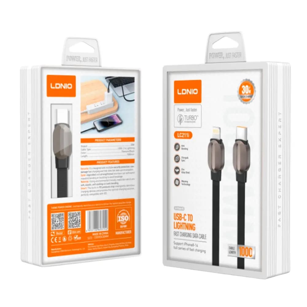 کابل تایپ سی به لایتنینگ الدینیو مدل LDNIO LC211i — تصویر ۸