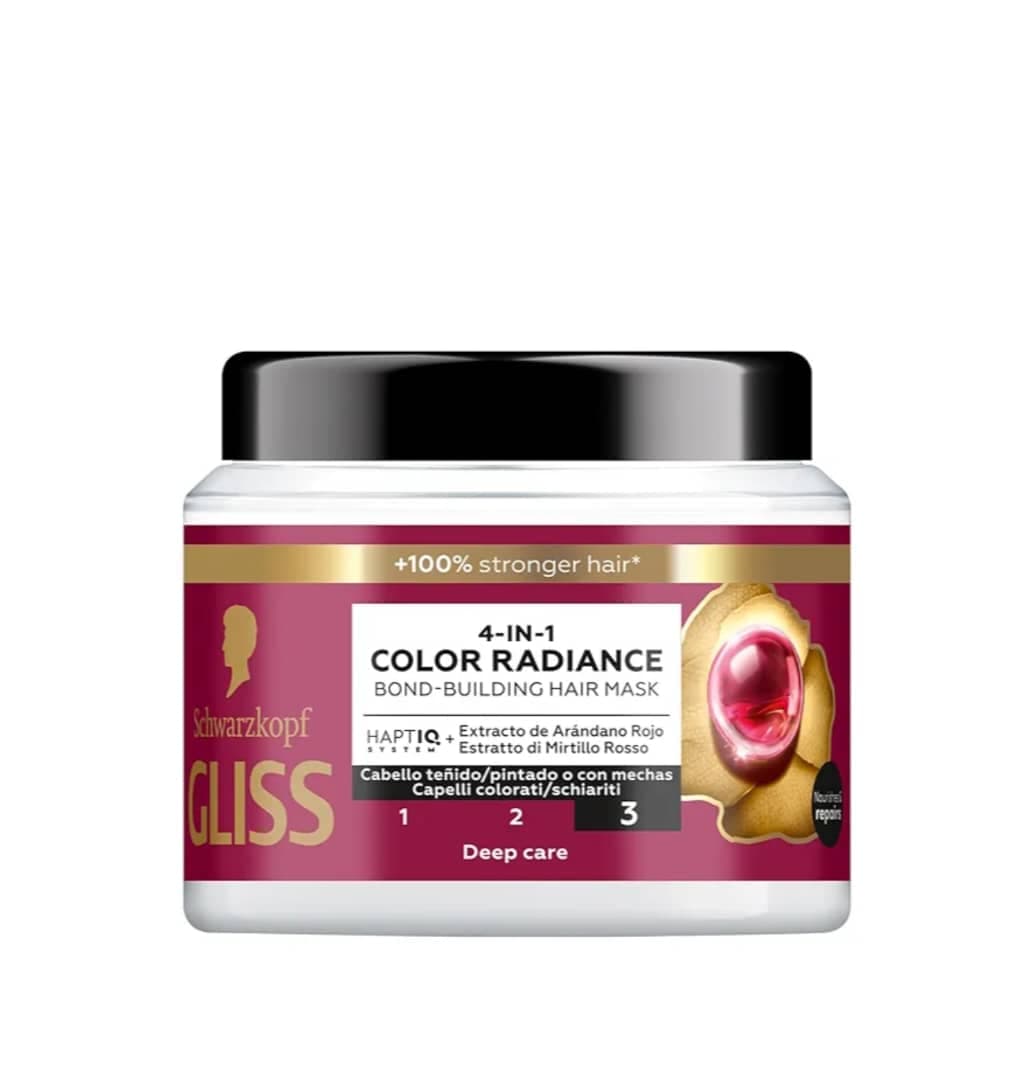 ماسک موی 4 در 1 گلیس مدل COLOR RADIANCE براق کننده و محافظت كننده قوي موهاي رنگ شده حجم 400 میل