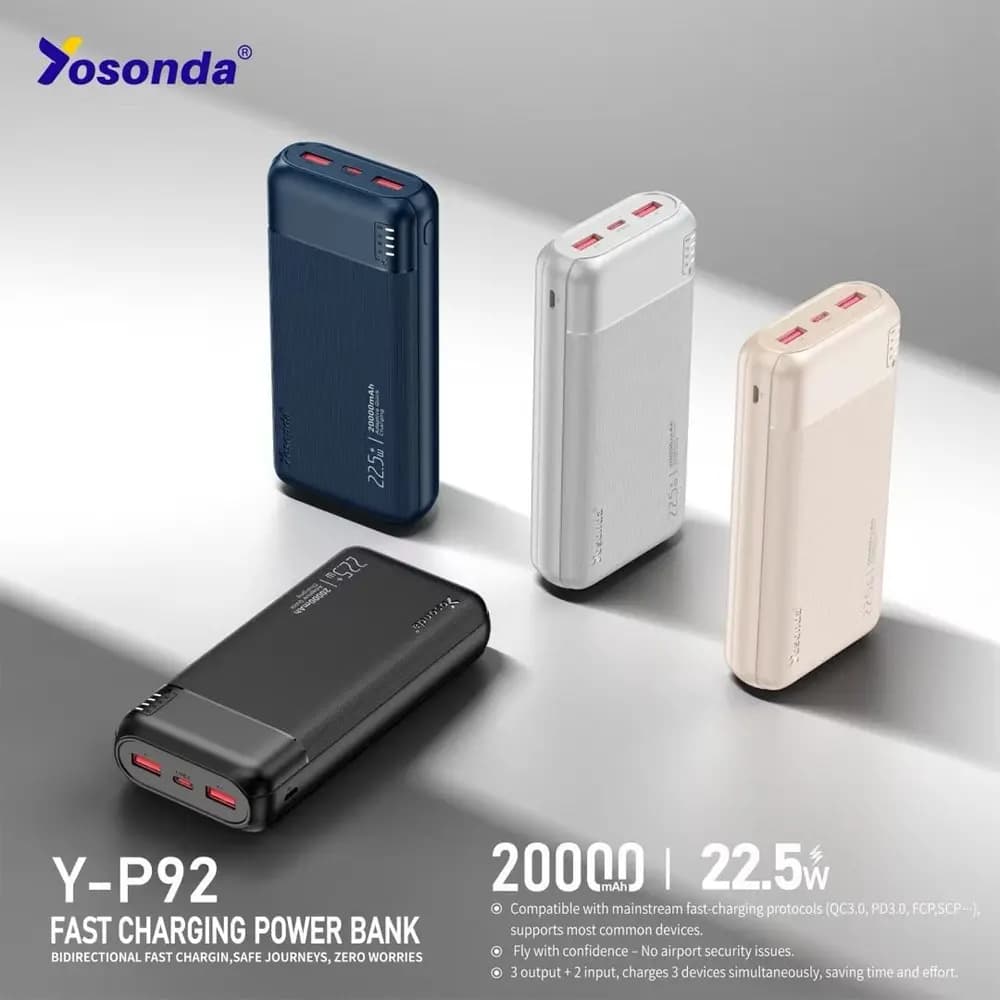 پاوربانک 20000 میلی آمپر یوسوندا مدل Yosonda Y-P92 — تصویر ۷